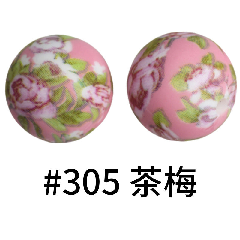 Wholesale 50pcs 16mm Print Silicone Beads Colorful Silicone Water Transfer Beads